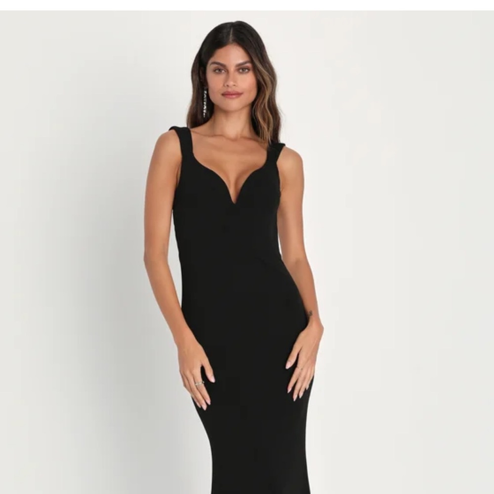 Lulus Alluring Temptation Black Backless Ruched Mermaid Maxi Dress